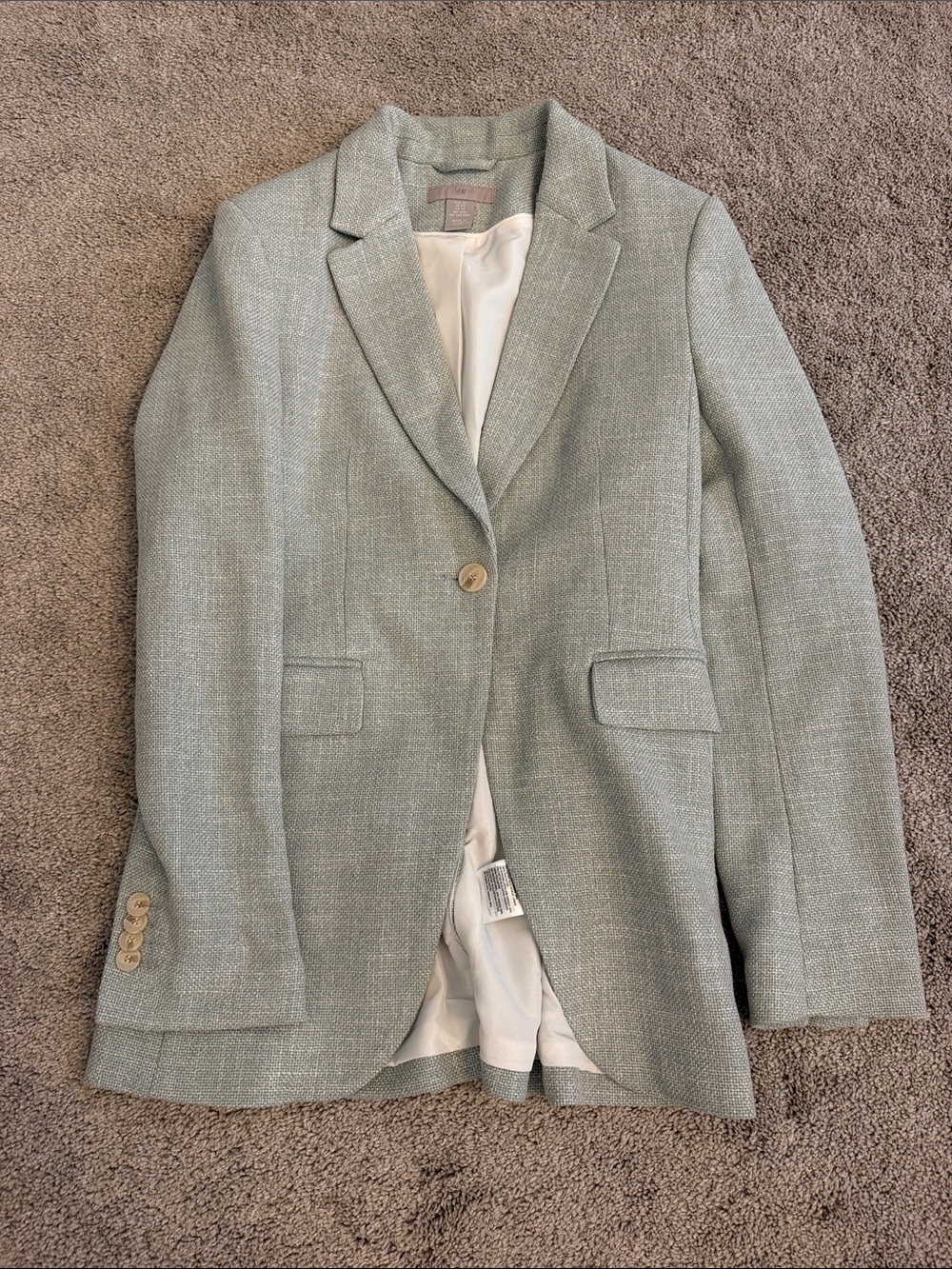 H&M Light Green Single-Button Tailored Blazer